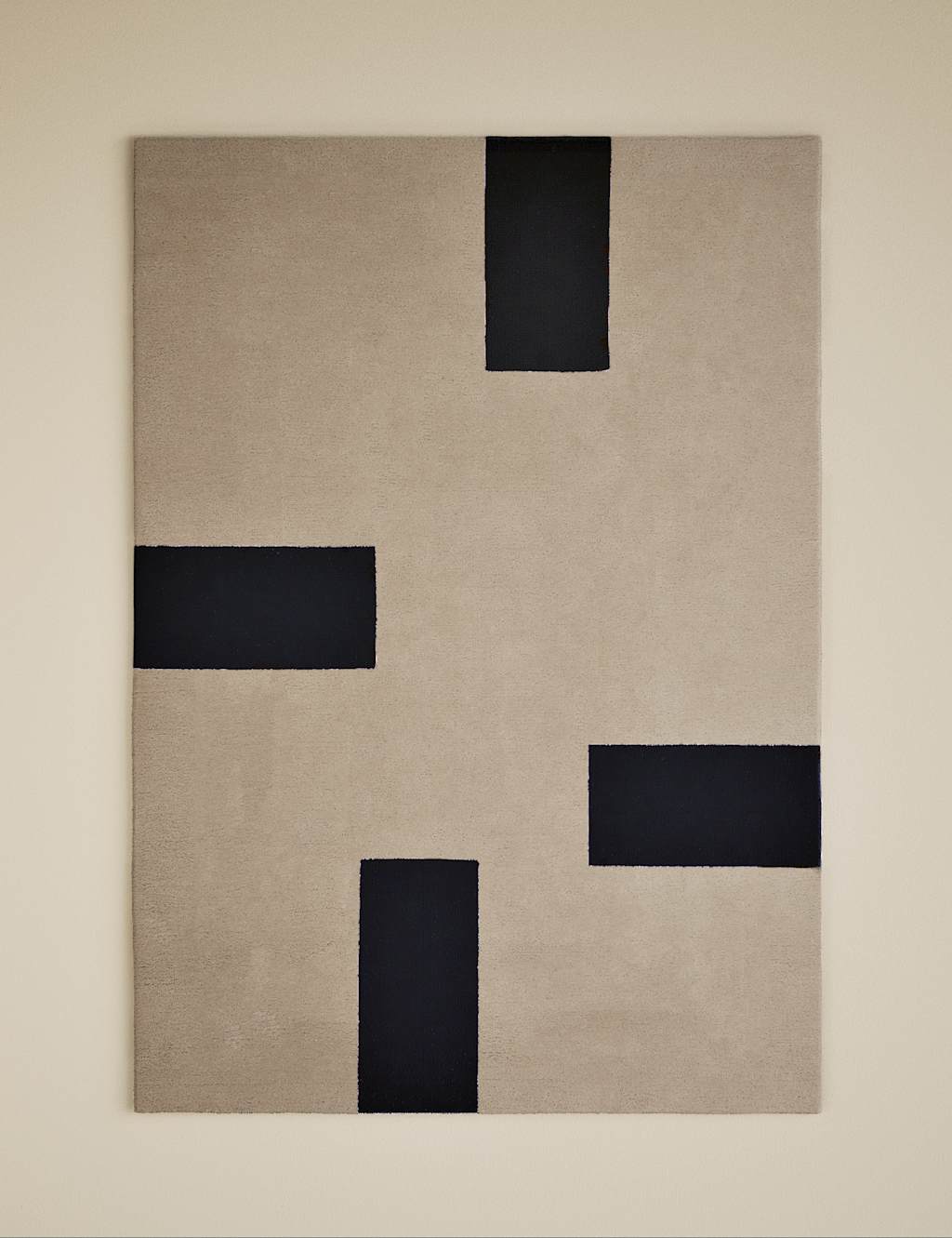 M&S X Kelly Hoppen Pure Wool Dash Geometric Rug - Medium - Taupe Mix