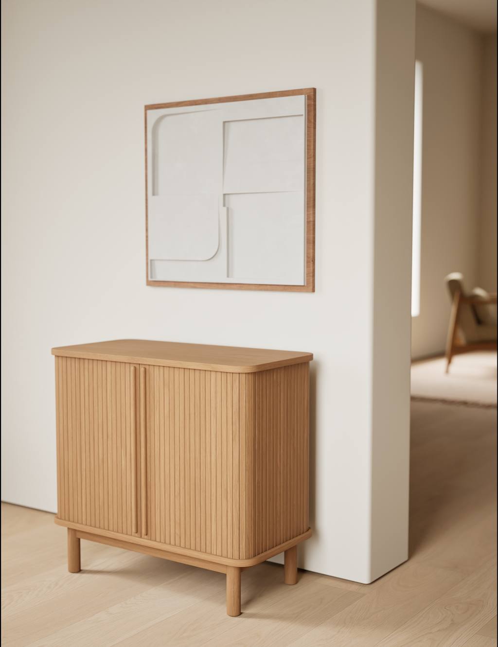 M&S Fluted Compact 2 Door Sideboard - Oak
