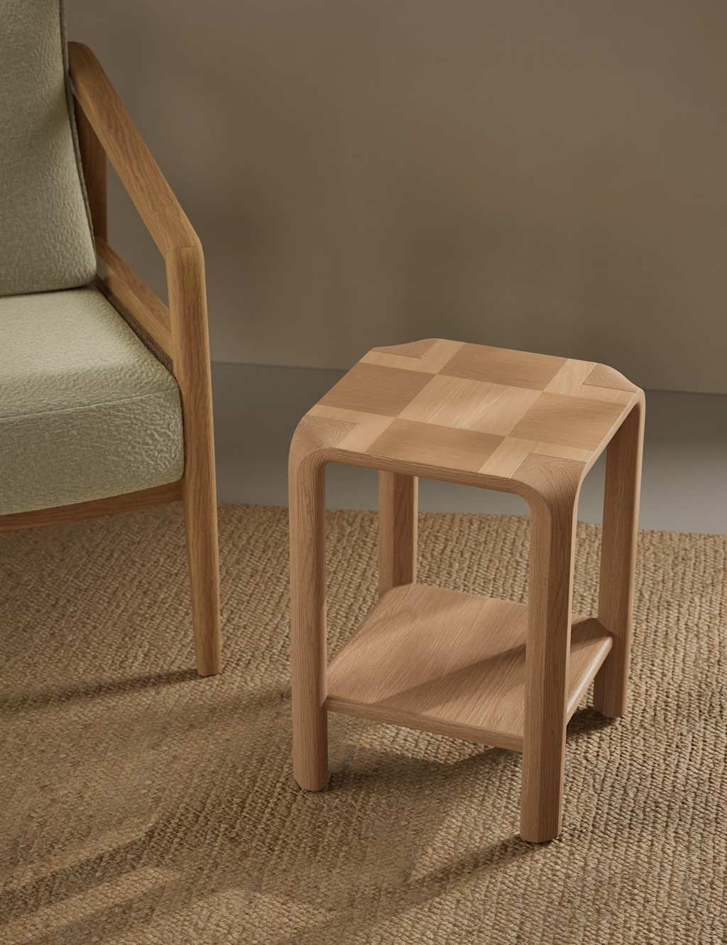 M&S Check Side Table Oak