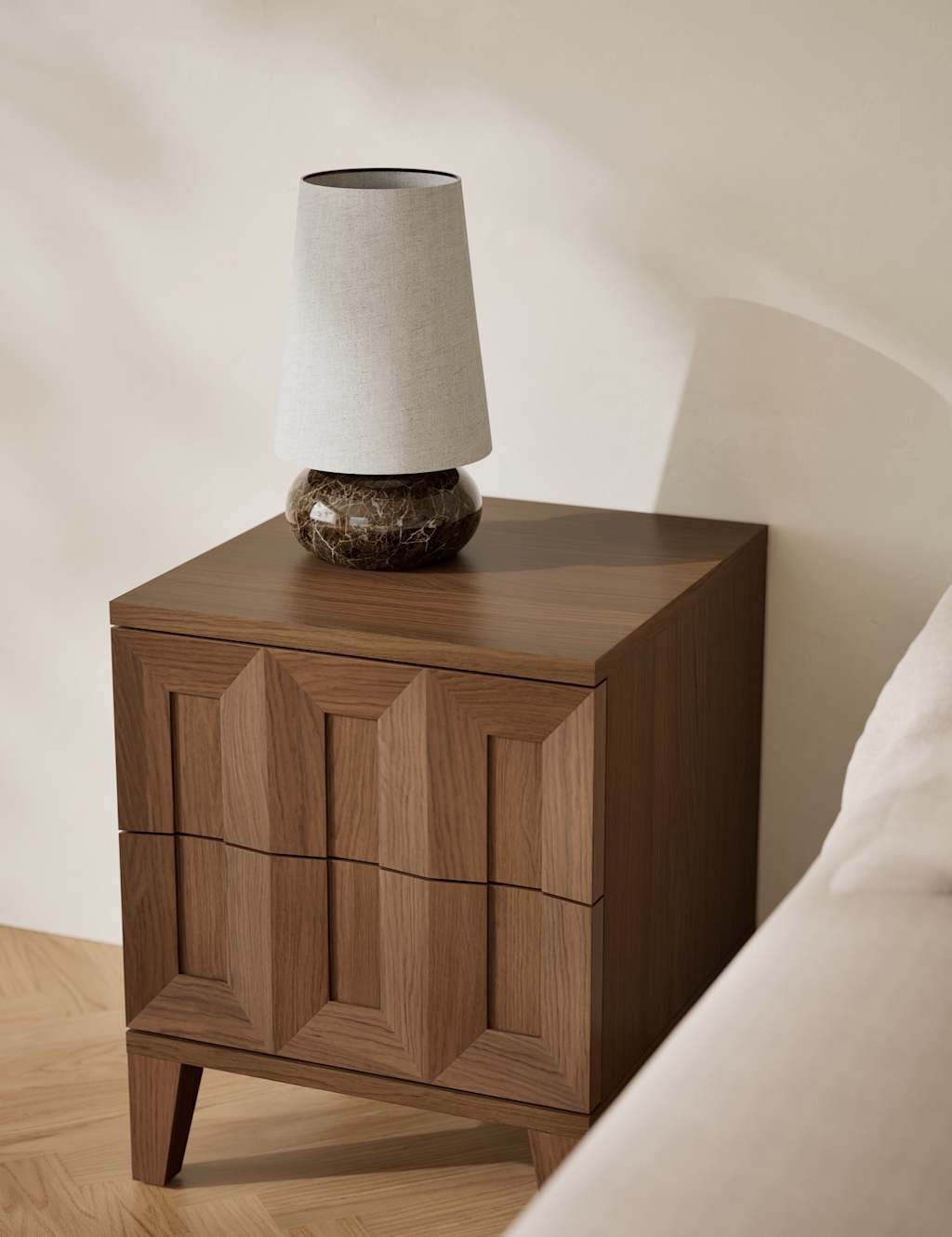 M&S Block Bedside Table Chestnut
