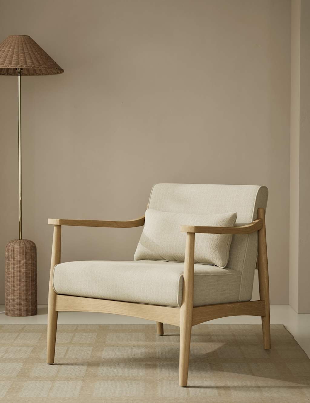 M&S Sherwood Light Oak Chenille Accent Chair Natural