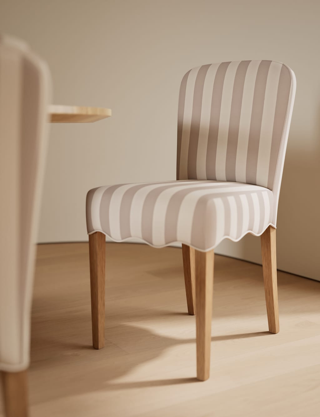 M&S Set of 2 Striped Scallop Dining Chairs - Natural Mix