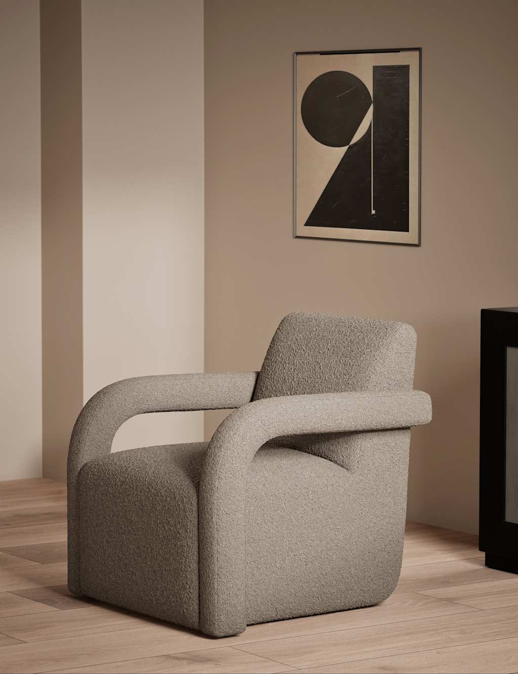 M&S X Kelly Hoppen Boucl Accent Chair Oatmeal