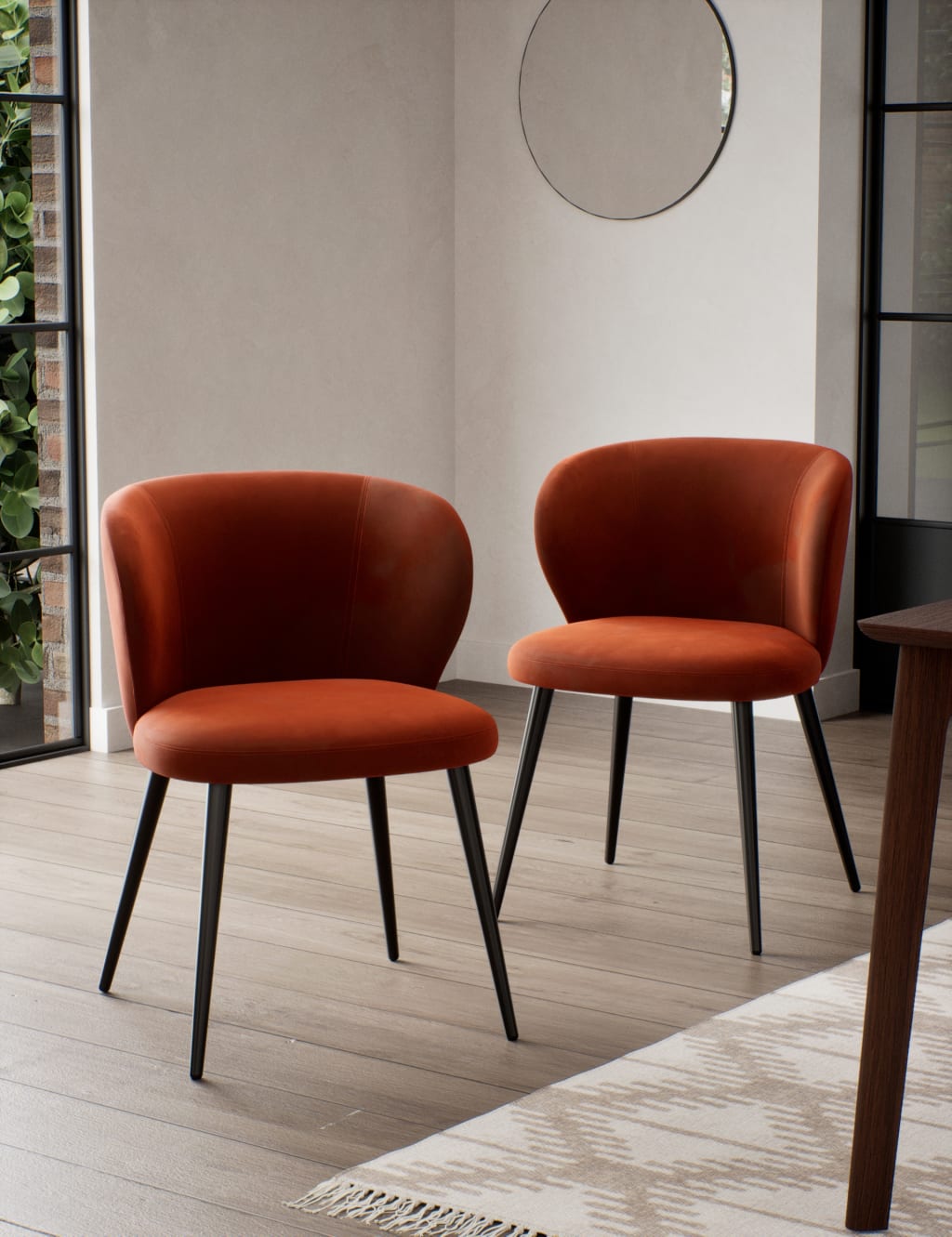 M&S Set of 2 Molly Curve Dining Chairs Rust