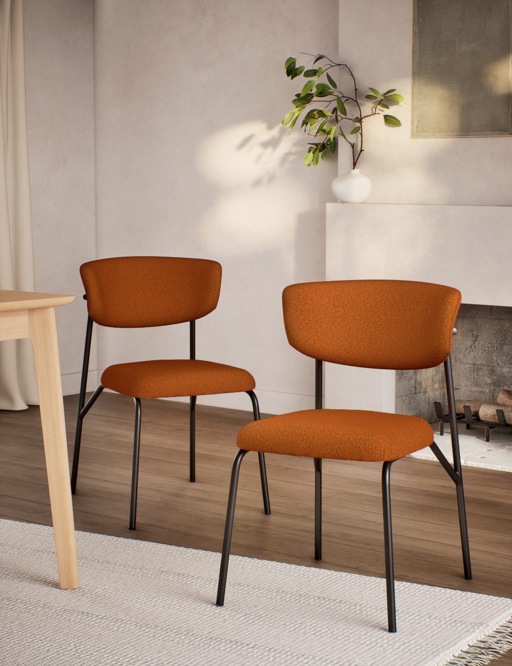 Set of 2 Lucas Bouclé Dining Chairs