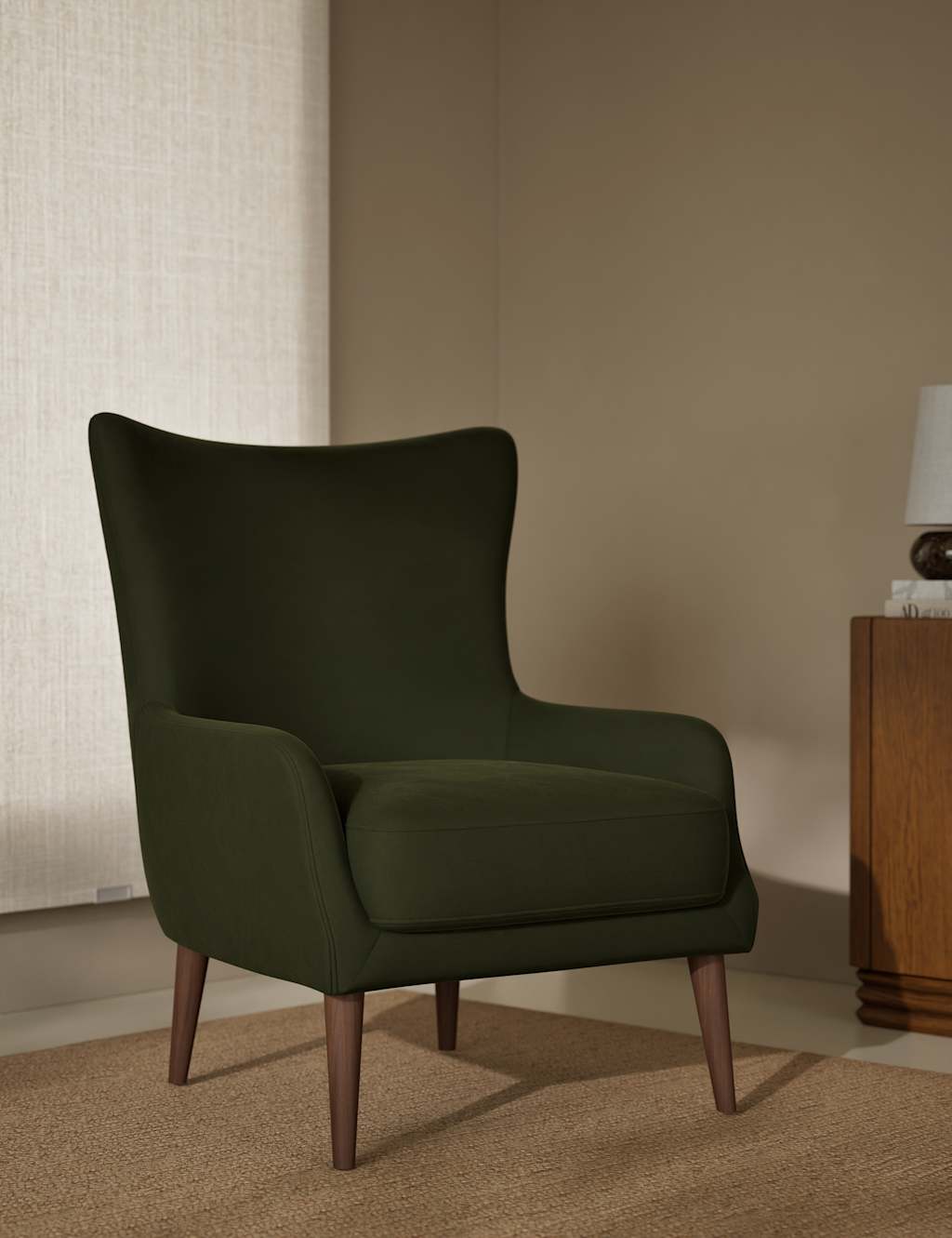 M&S Harriet Velvet Accent Chair Green