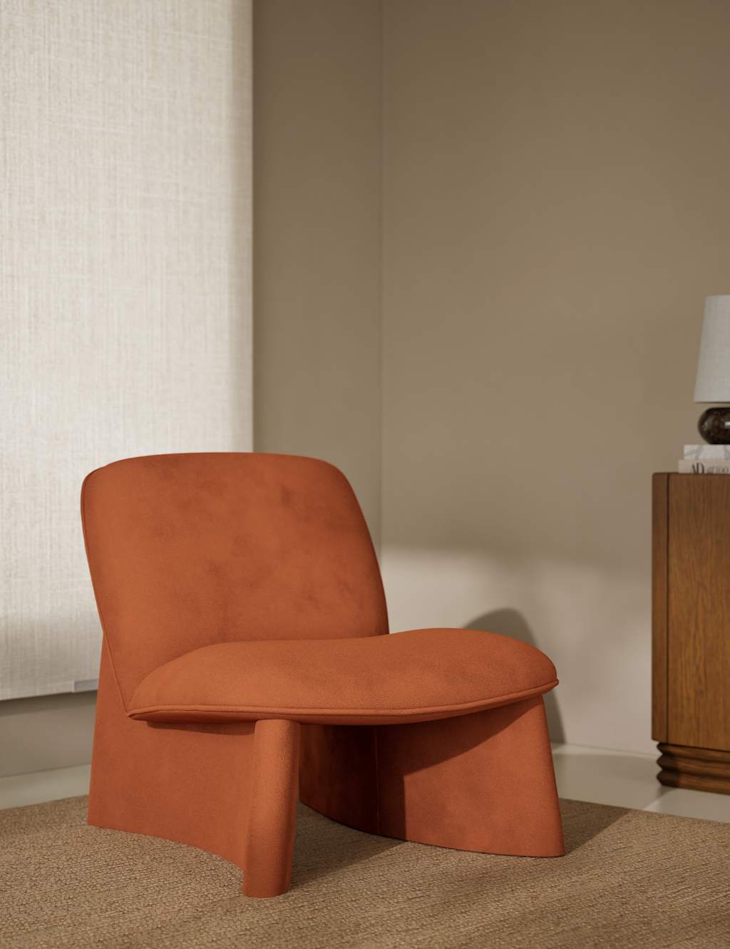 M&S Slipper Velvet Accent Chair Ginger