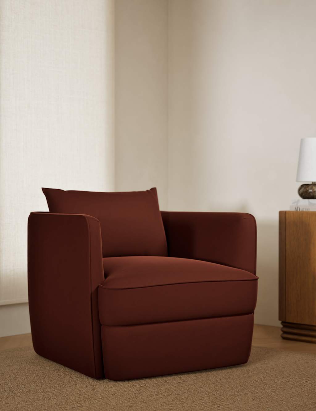 M&S Chester Velvet Accent Armchair Aubergine