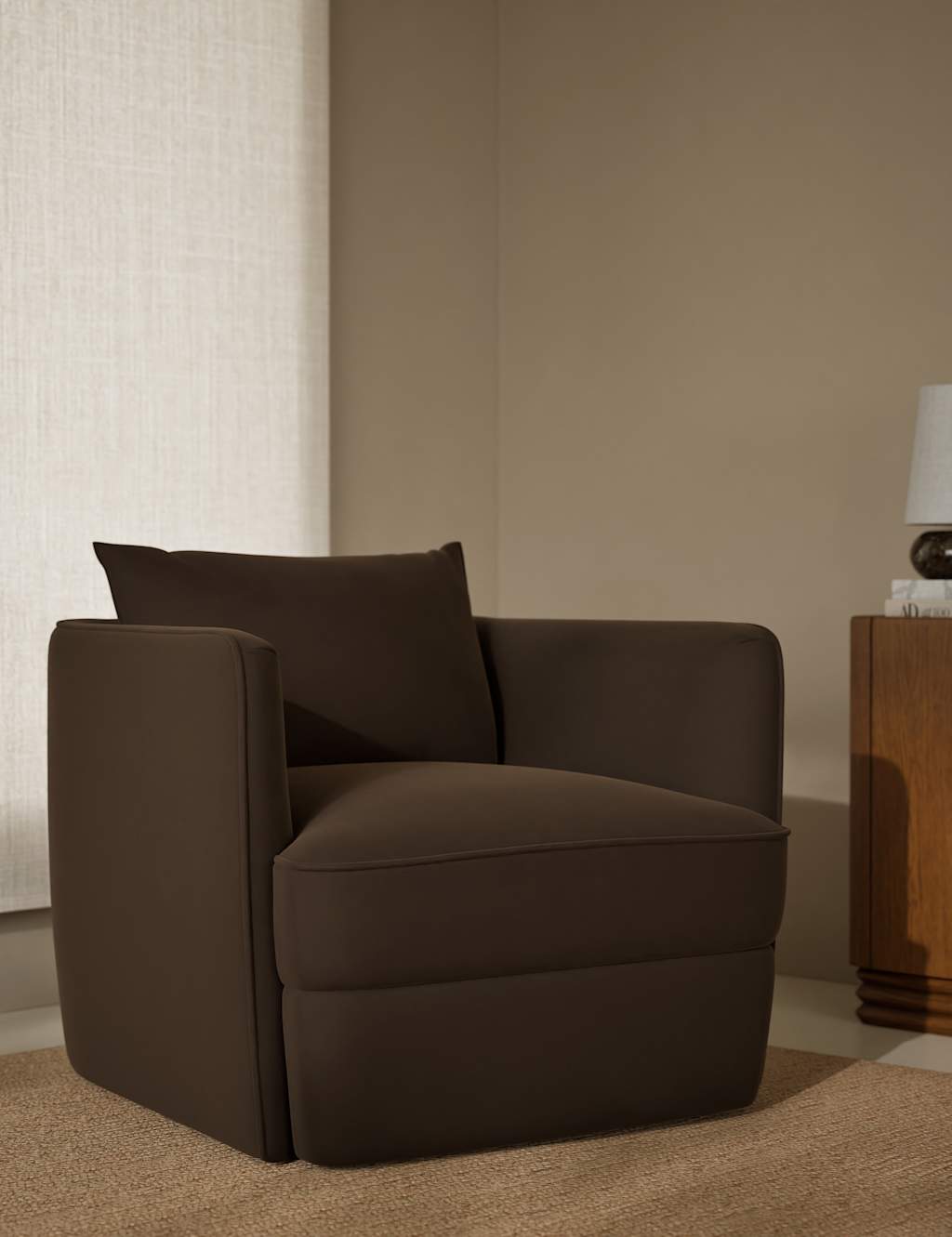 M&S Chester Velvet Accent Armchair Chocolate