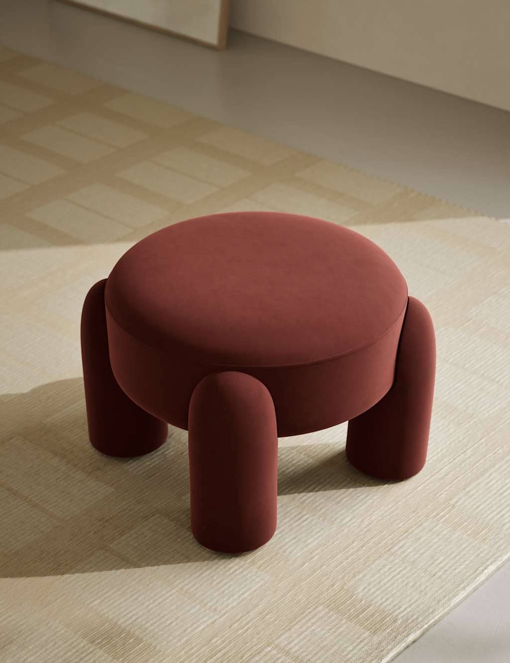 M&S Addy Velvet Footstool Aubergine