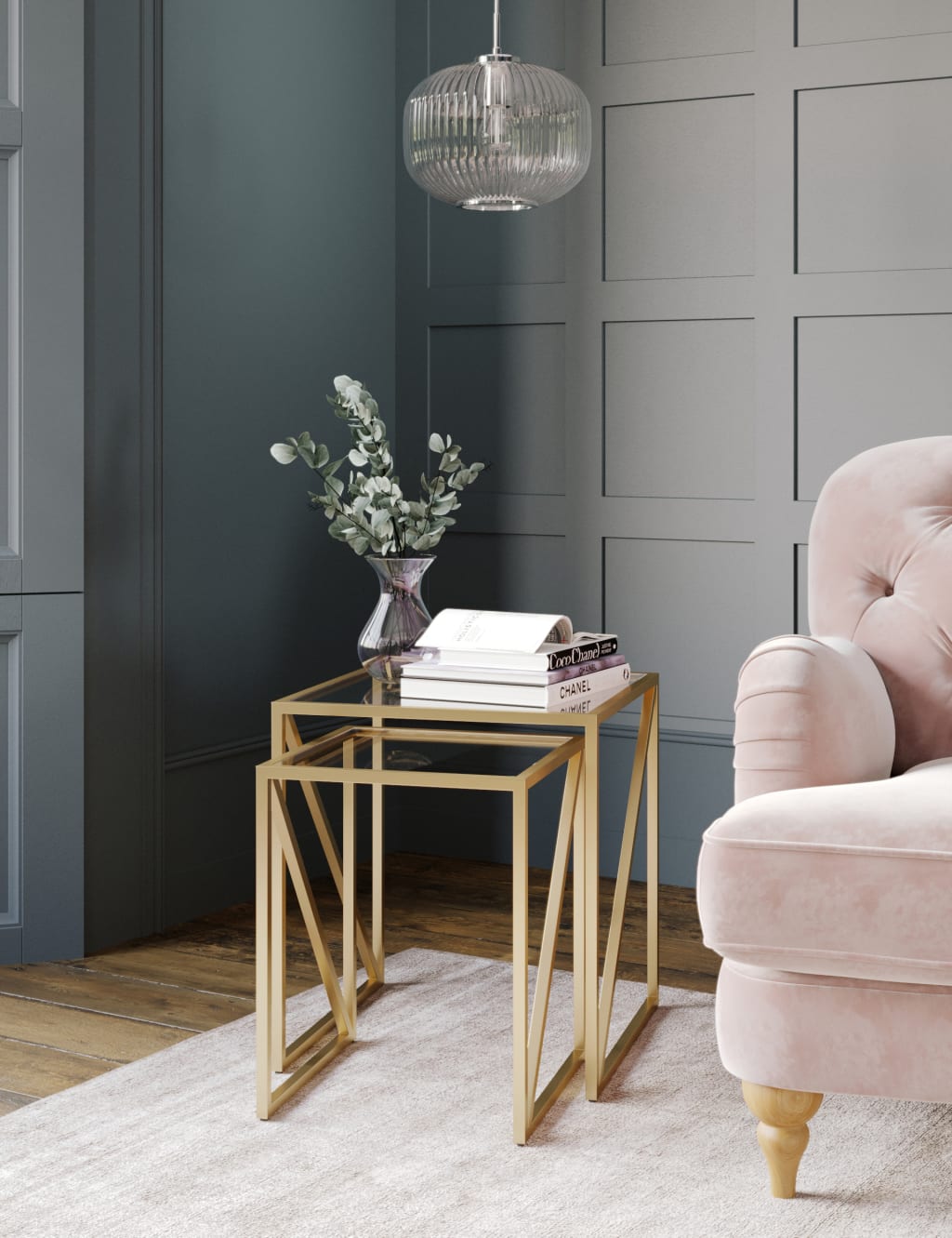 M&S Milan Nest of Tables Antique Brass