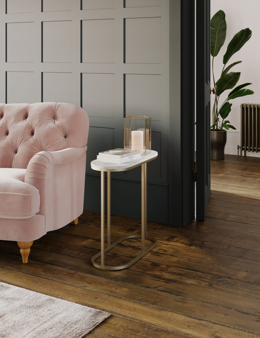 M&S Farley Oval Side Table Antique Brass