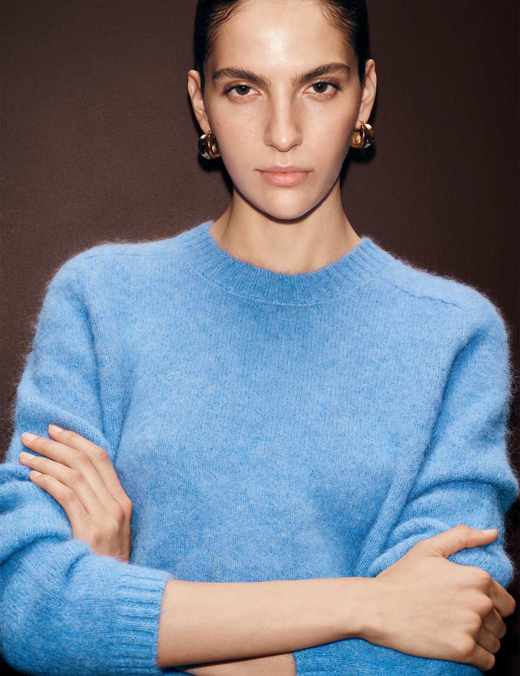 Autograph Alpaca Rich Crew Neck Jumper Cornflower