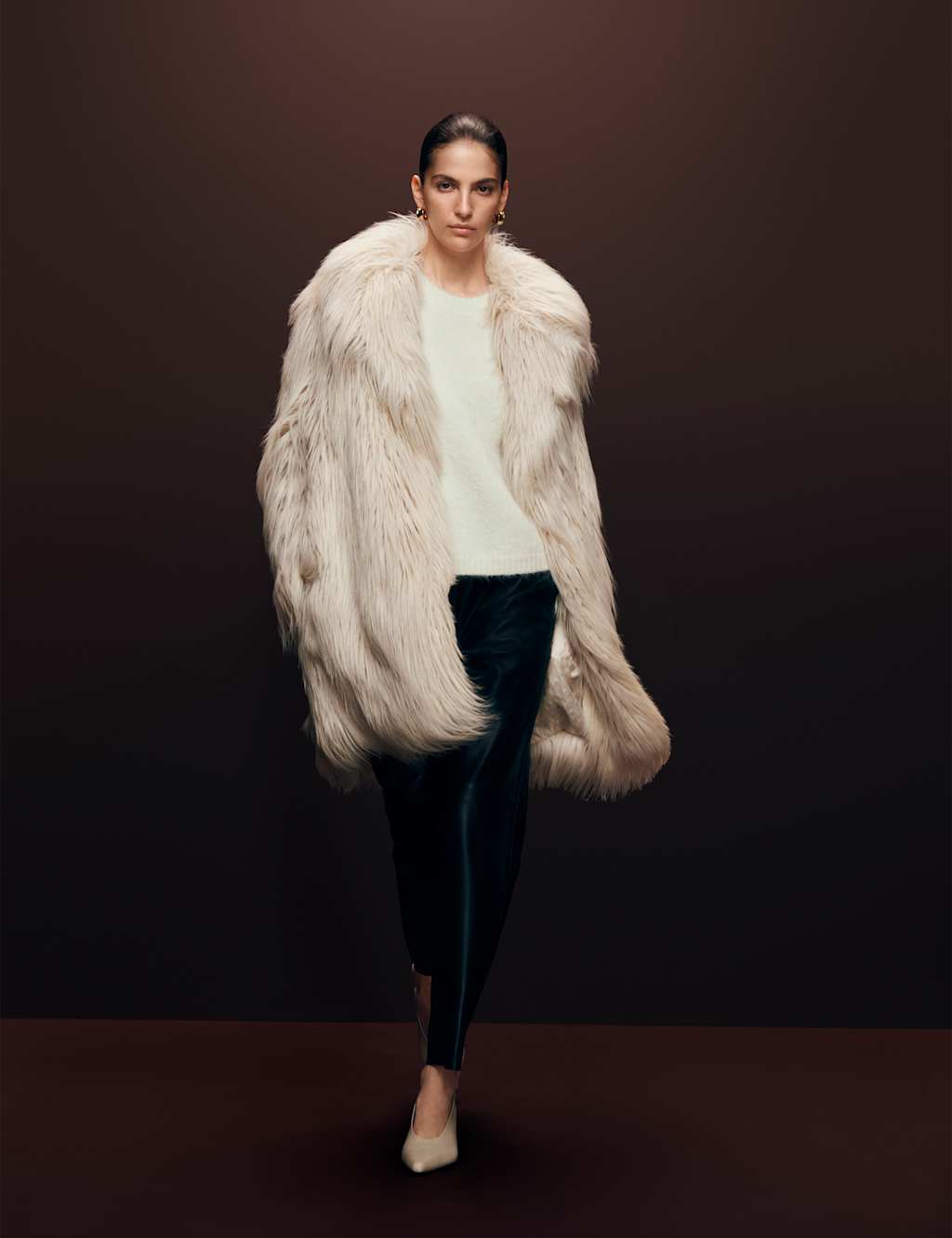 Autograph Leather Straight Leg Trousers Black