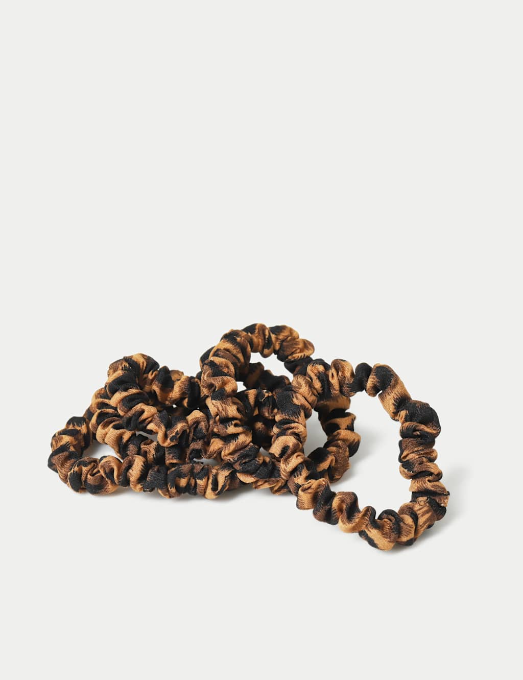 M&S 5pk Leopard Print Mini Scrunchie Set Brown