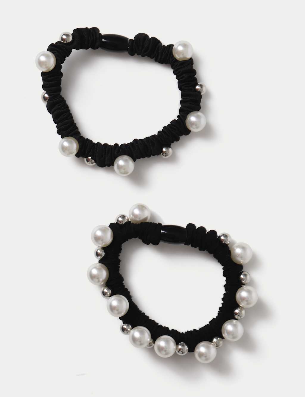 M&S 2 Pack Pearl Mini Scrunchie Set Black