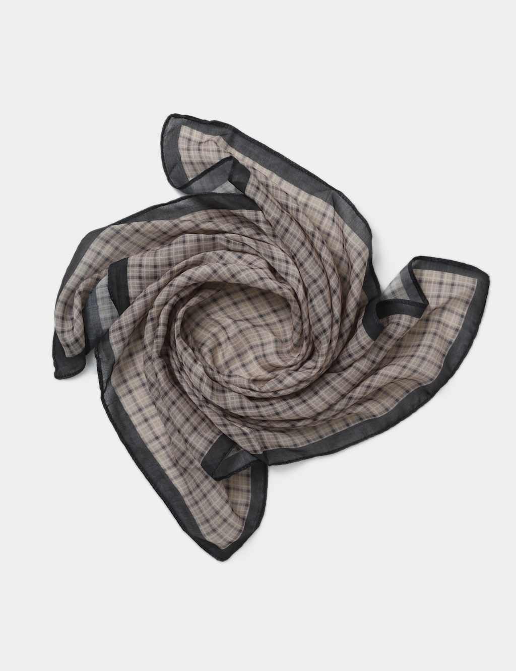 M&S Beige and Blue Check Scarf Beige
