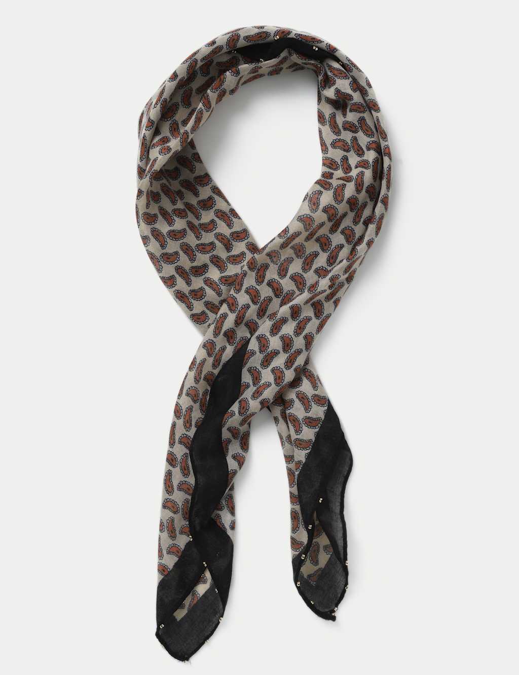M&S Orange and Beige Paisley Scarf Orange
