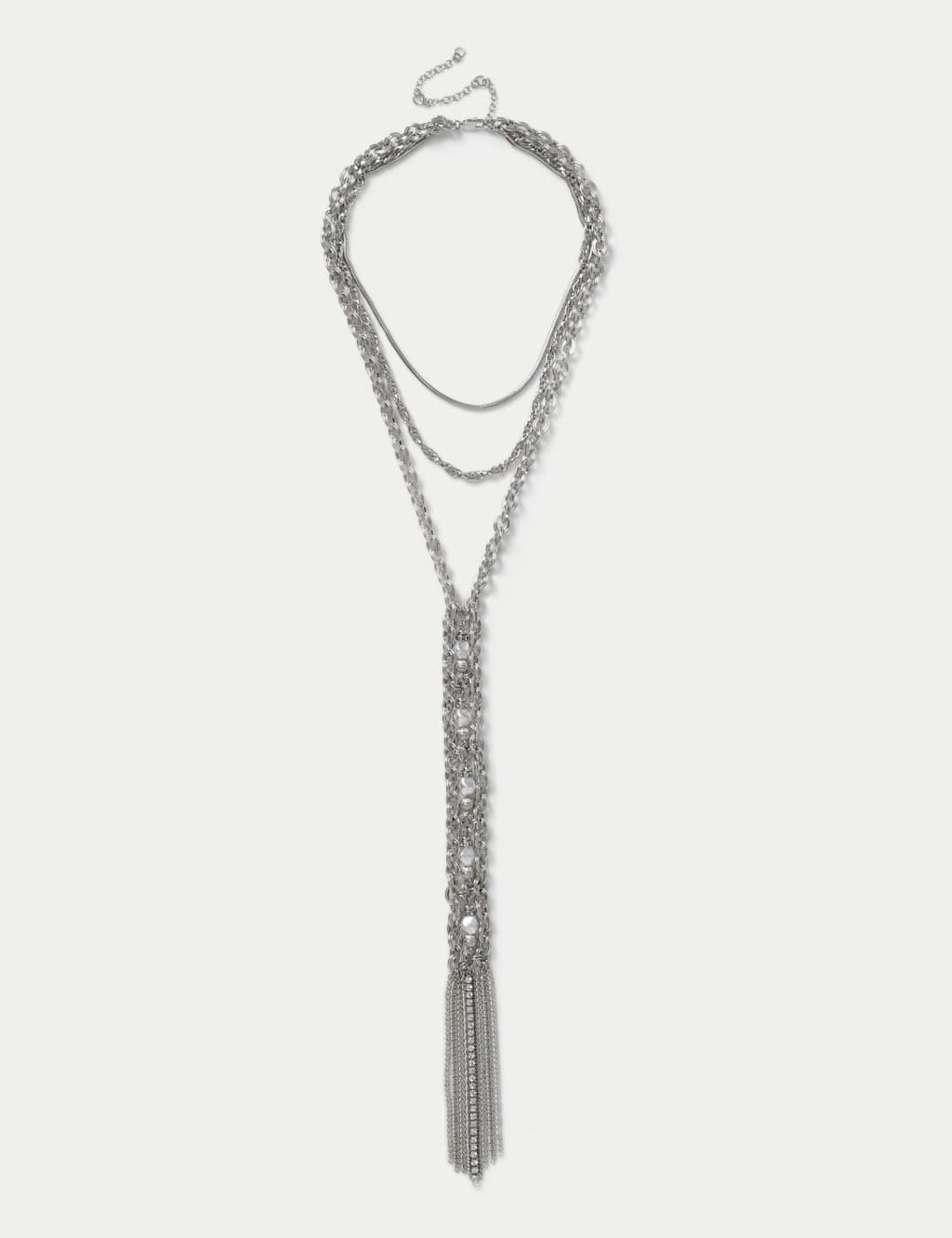 M&S Beaded Drop Chunky Necklace Silver