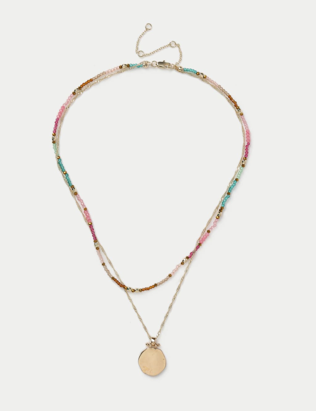 M&S 14ct Gold Plated Multi Colour Row Neckwe Multi