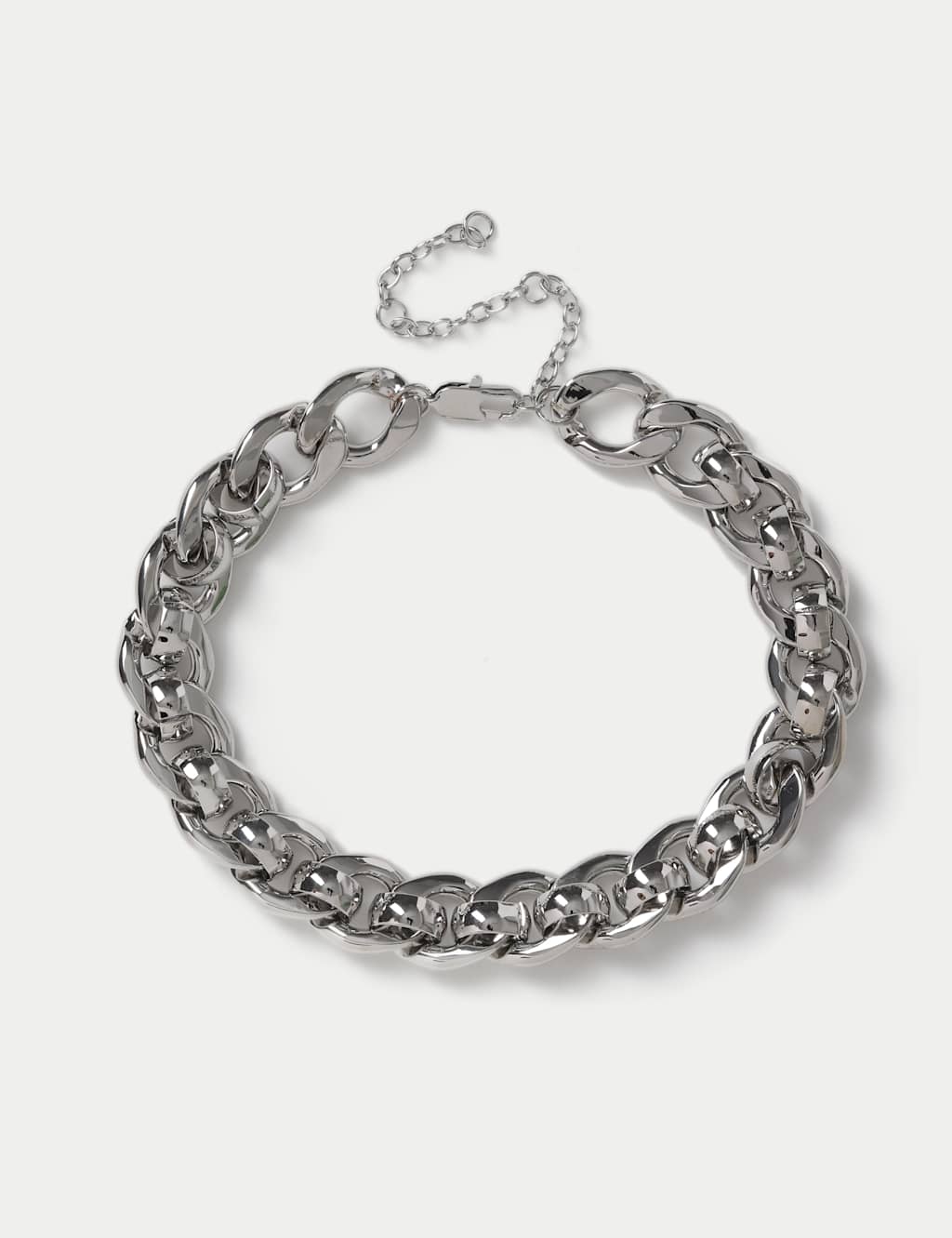 M&S Chunky Metal Link Chain Necklace Silver