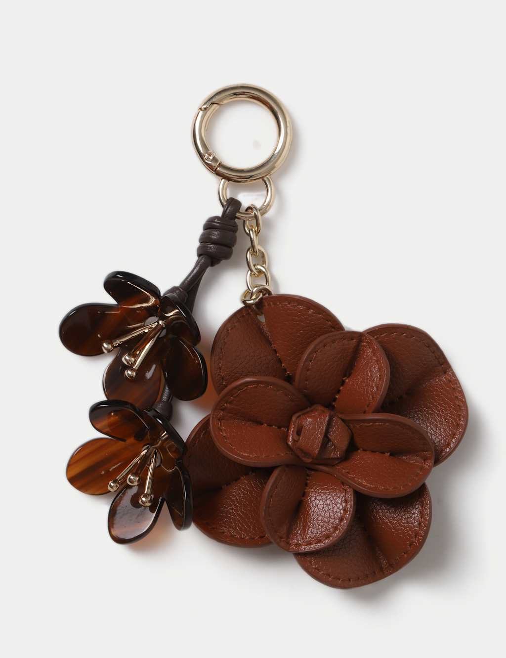 M&S Brown Flower and Resin Bag Charm Brown