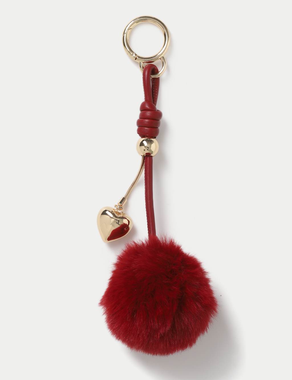 M&S Faux Fur Pom Bag Charm Red