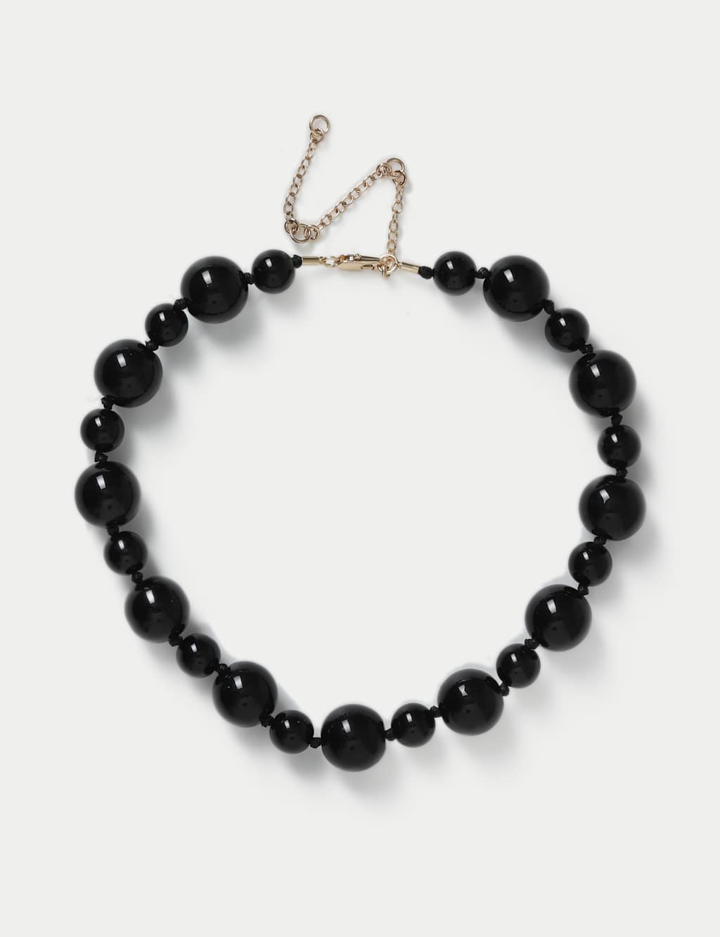 M&S Circle Bead Glass Collar Necklace Black