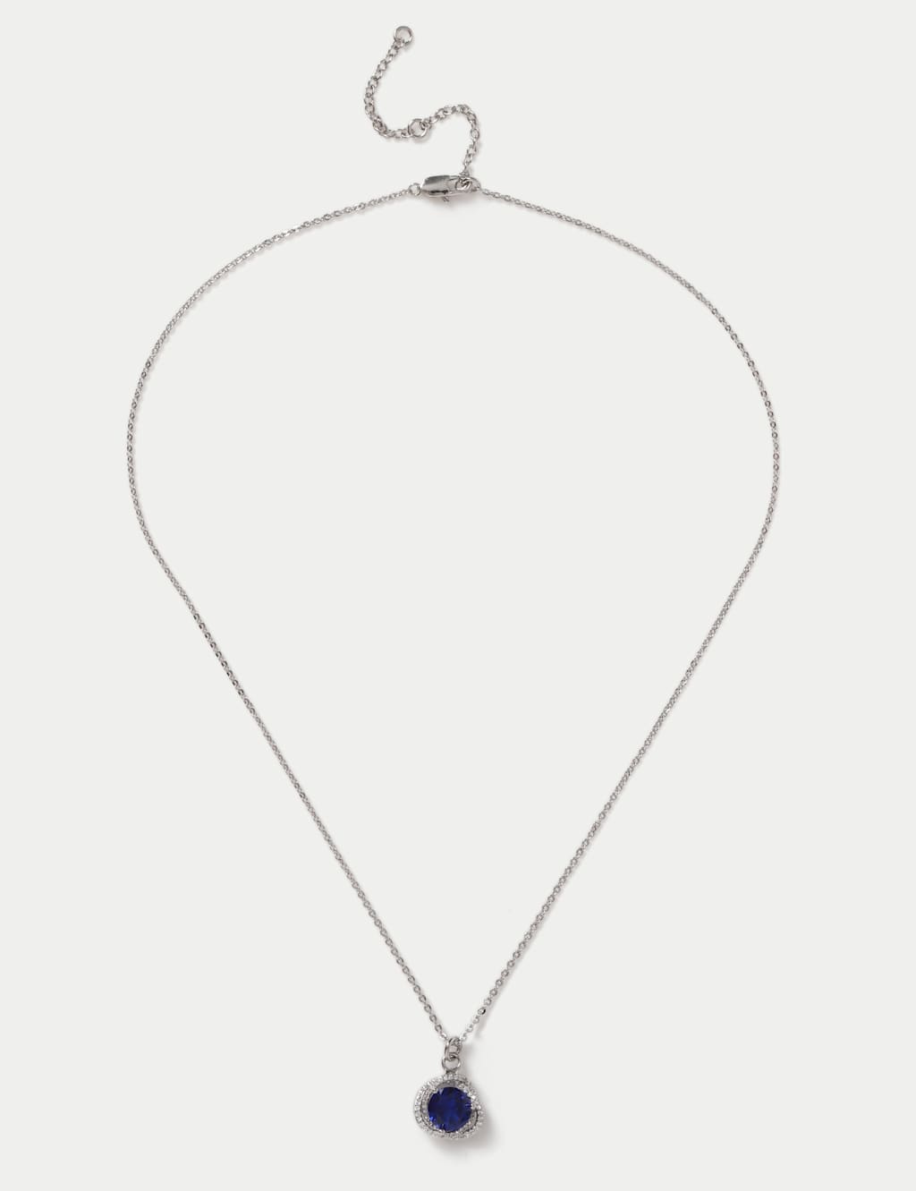 M&S Platinum Plated Cubic Zirconia Ditsy Nec Blue