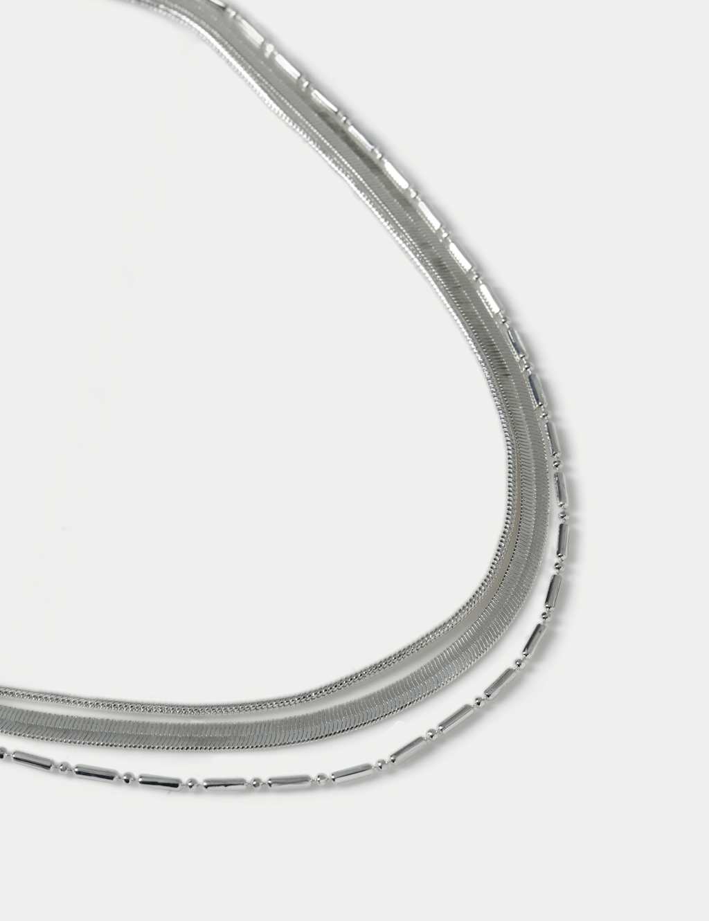 M&S Women's Snake Chain Layered Necklace - Silver