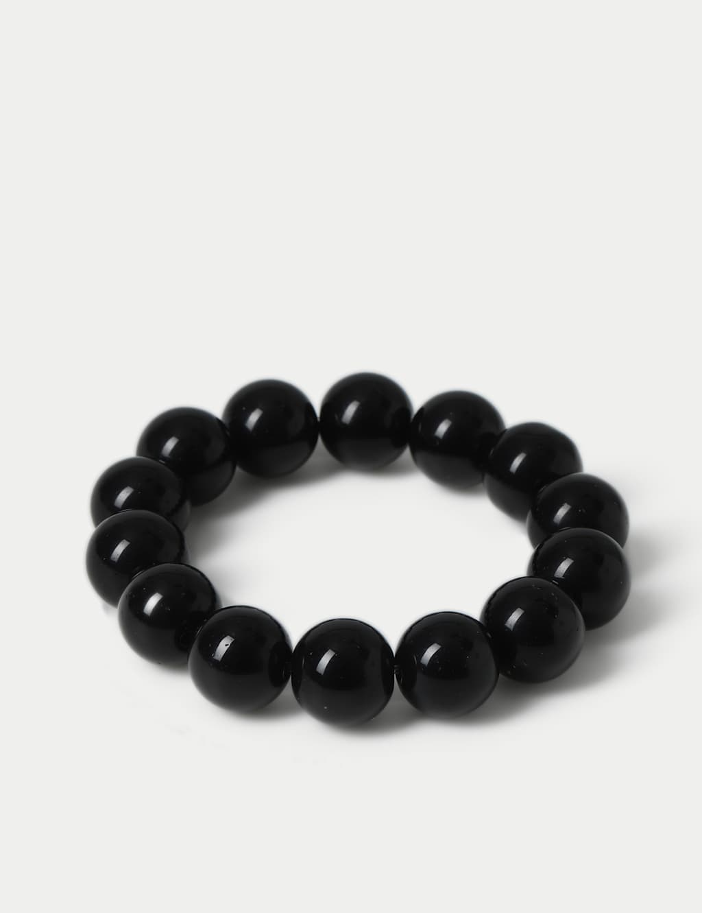 M&S Circle Glass Bead Stretch Bracelet Black
