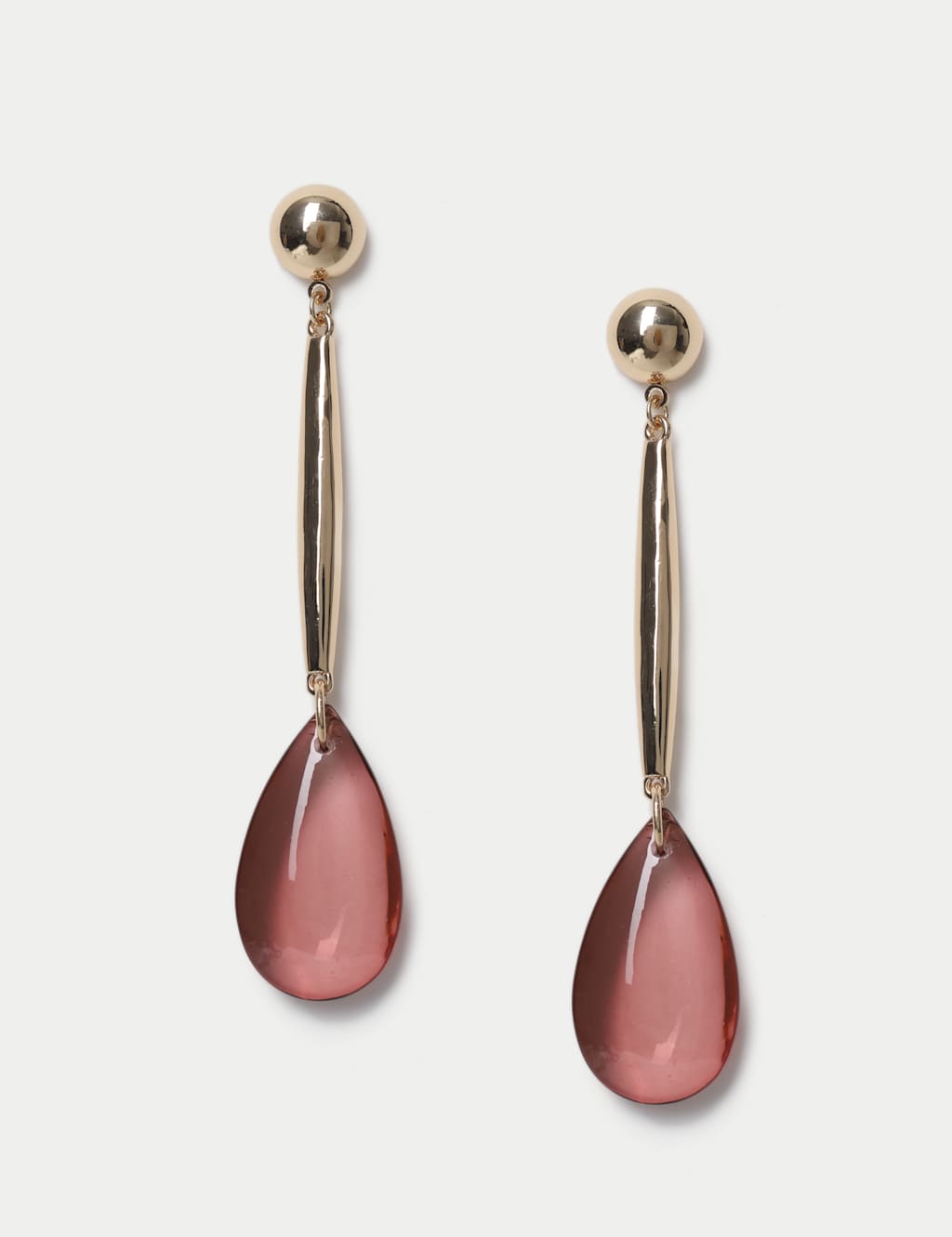 M&S Resin Drop Detail Earrings Gold