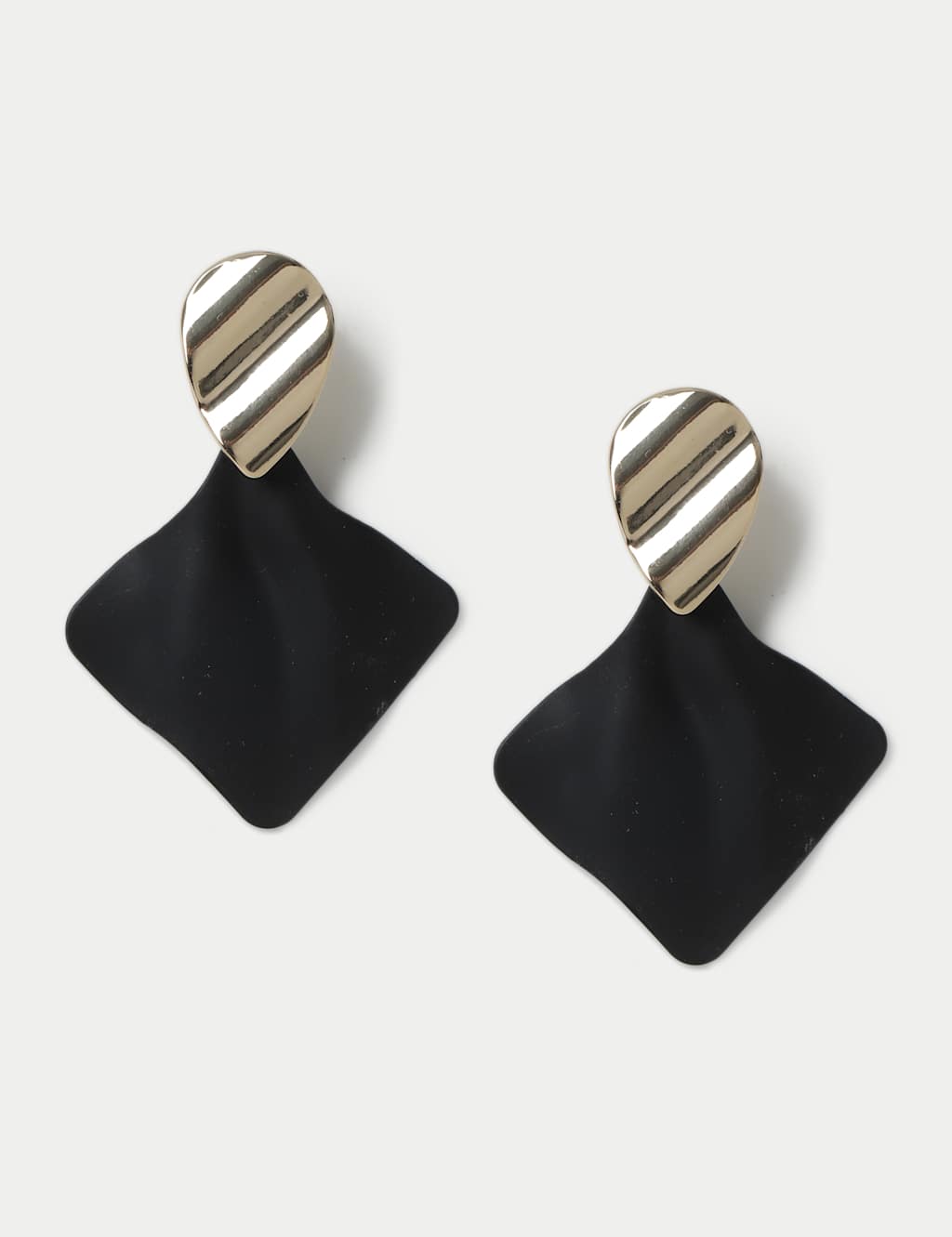 M&S Molten Powder Coat Drop Earrings Black