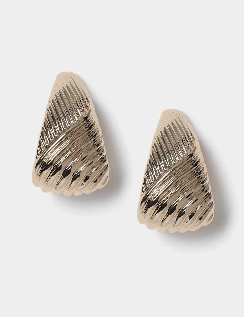 M&S Etched Triangle Stud Earrings Gold