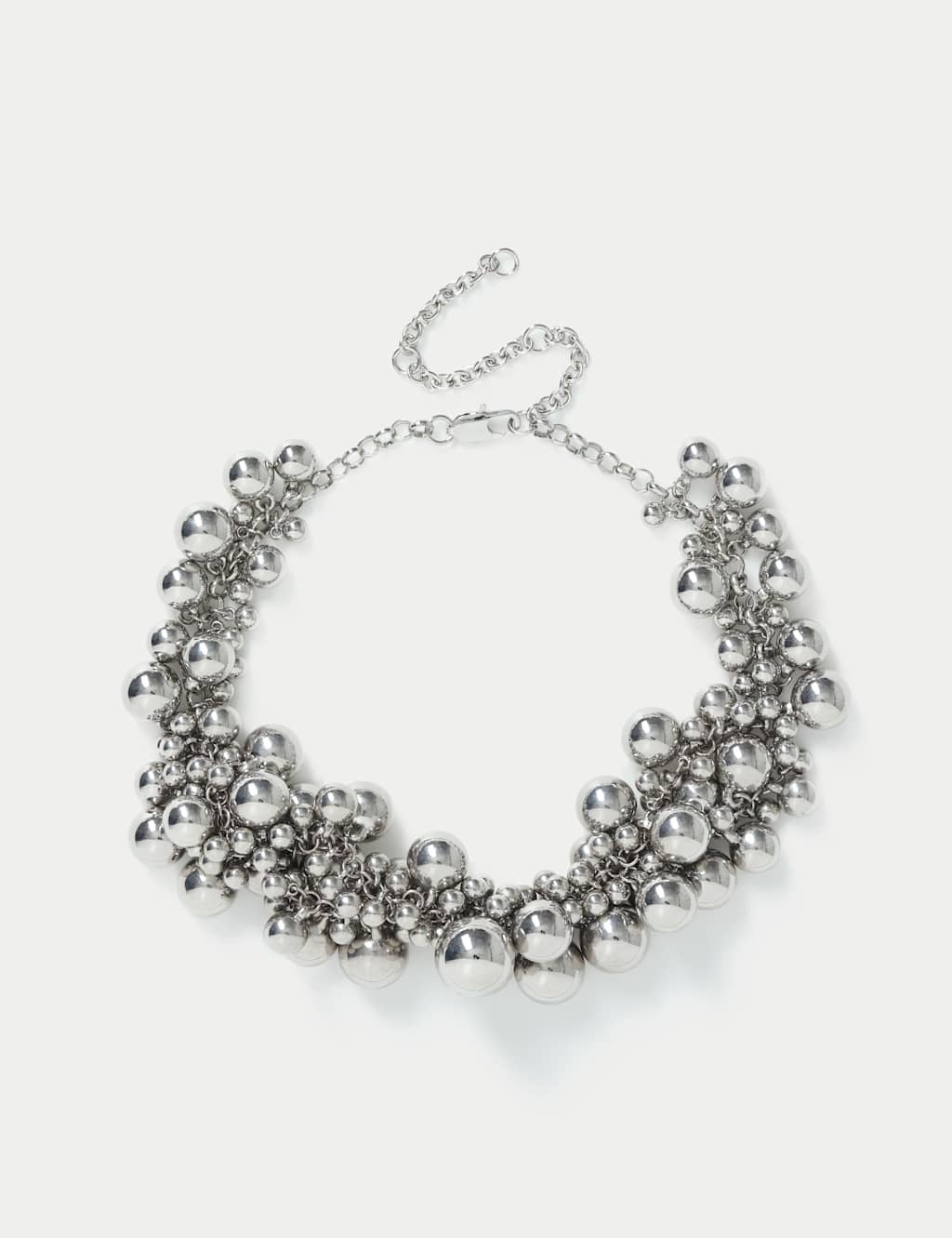 M&S Cluster Sphere Maxi Necklace Silver