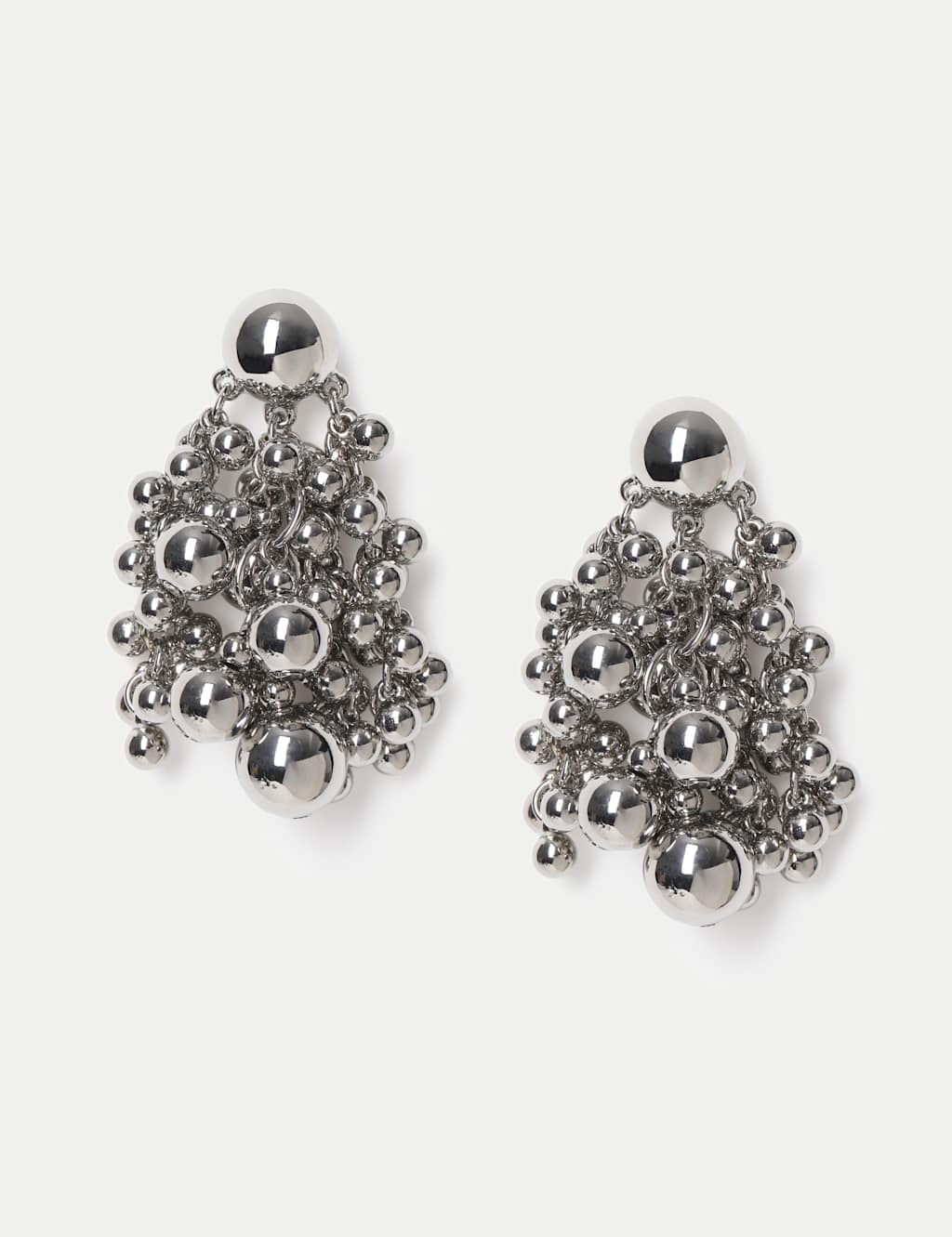 M&S Sphere Cluster Drop Earrings Silver