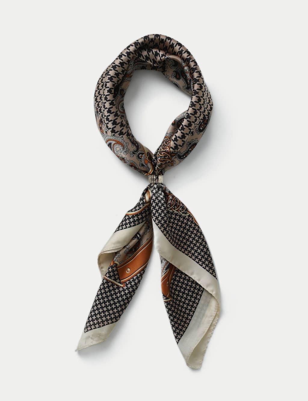 M&S Beige Black Paisley Scarf Multi
