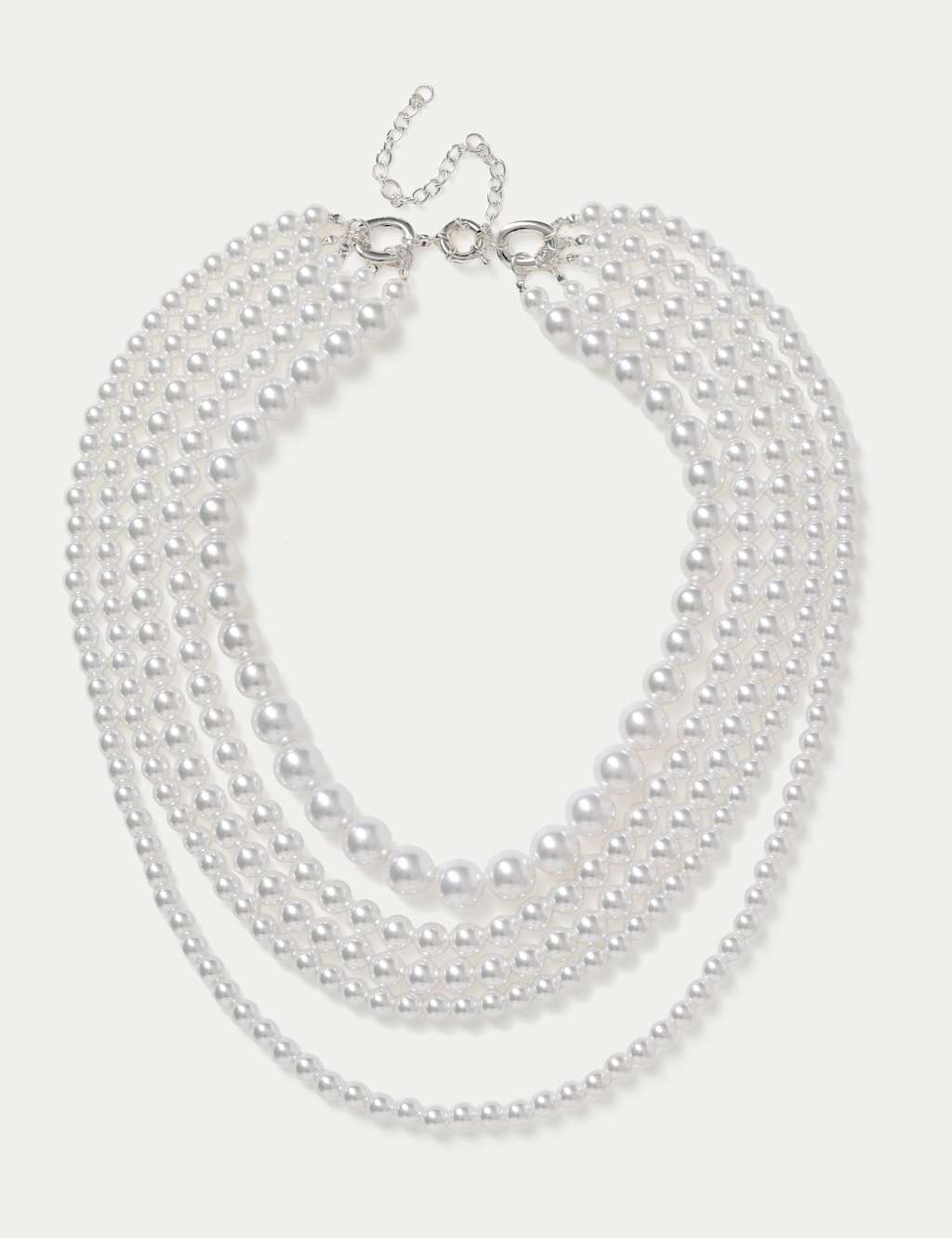 M&S Cascading Pearl Effect Multi Strand Necklace Cream