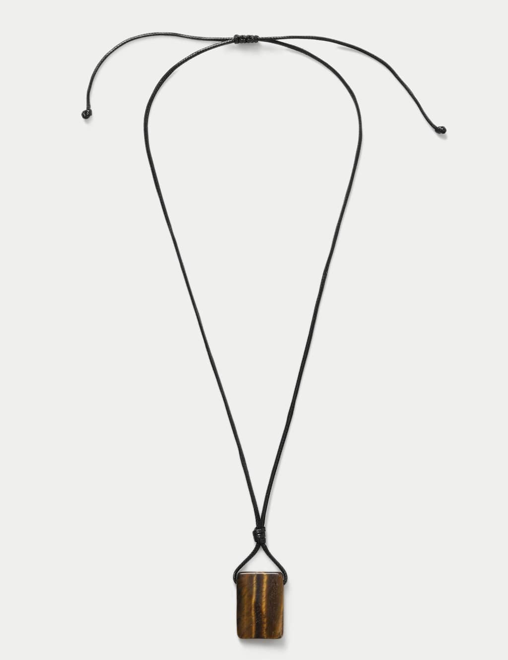 M&S Large Natural Stone Cord Necklace Brown