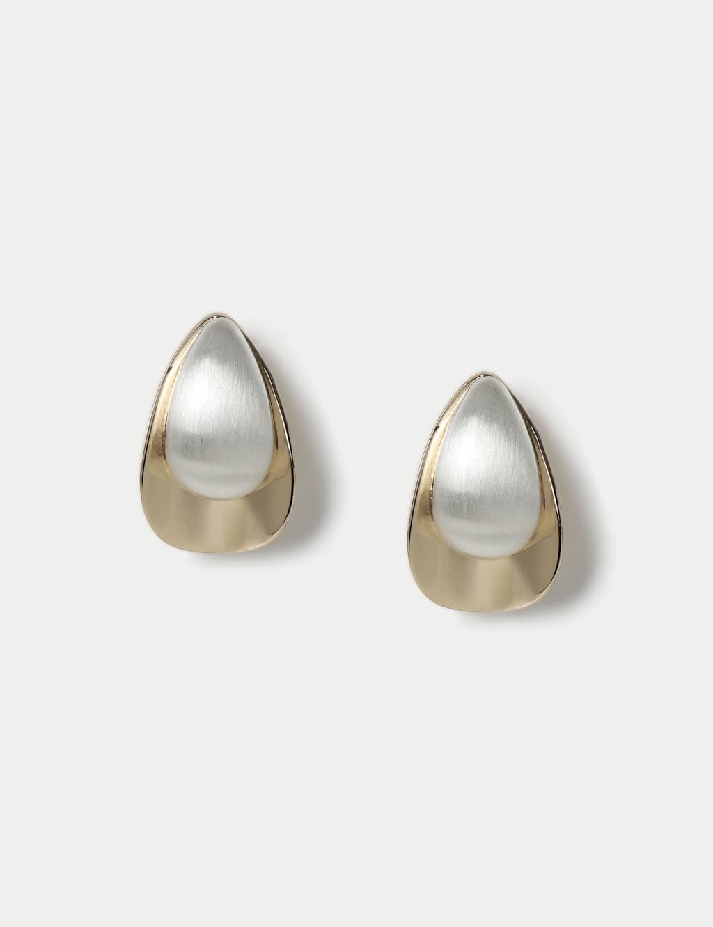 M&S Mixed Metal Brushed Stud Earrings White