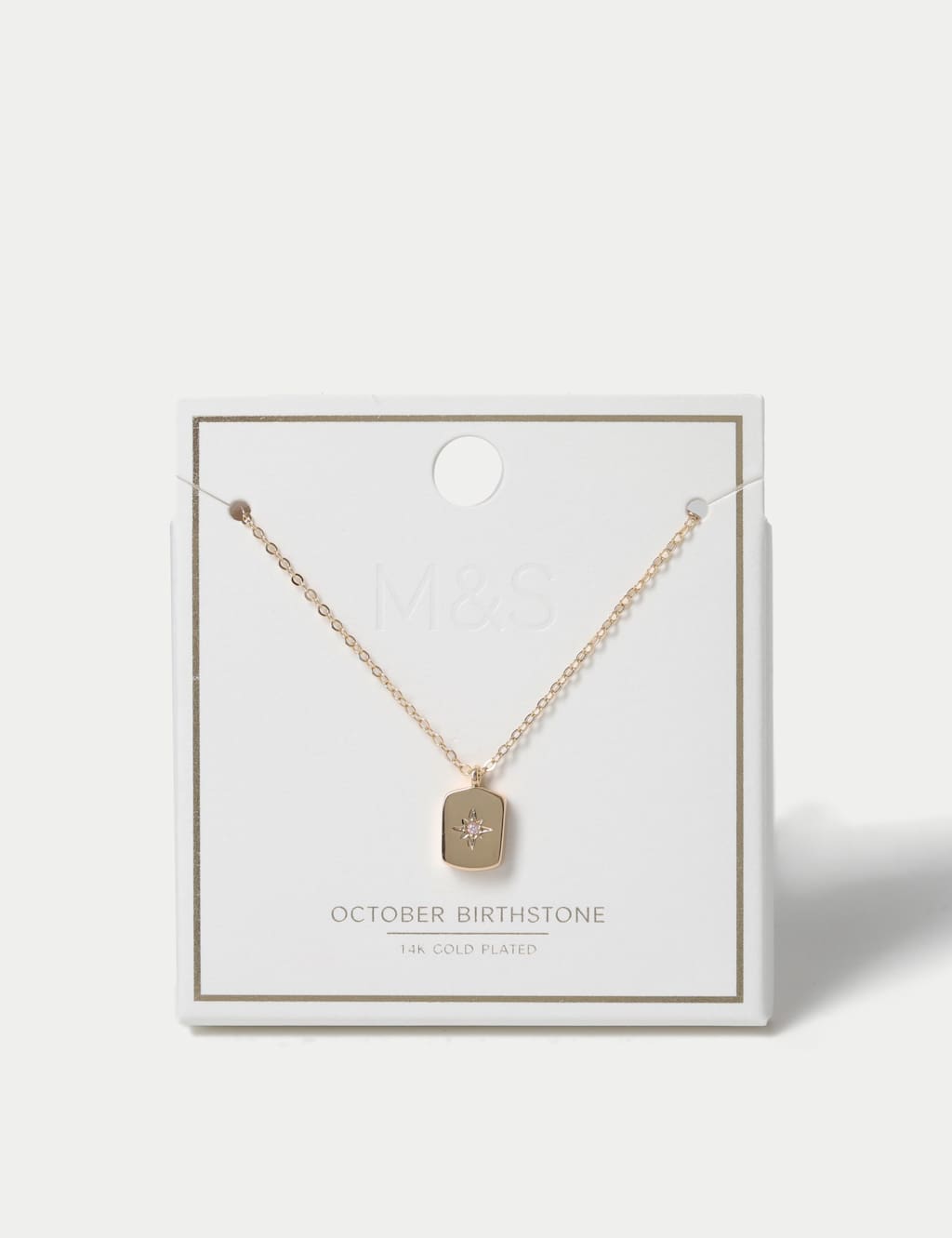 M&S Gold Plated Birthstone Necklace Pink