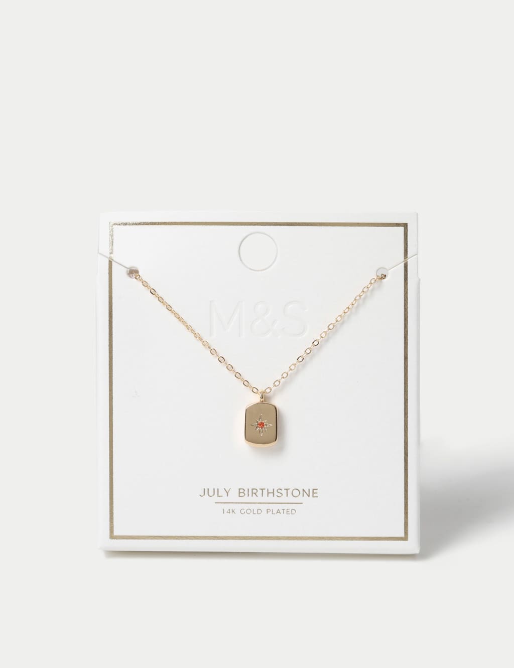 M&S Gold Plated Birthstone Necklace Red Mix