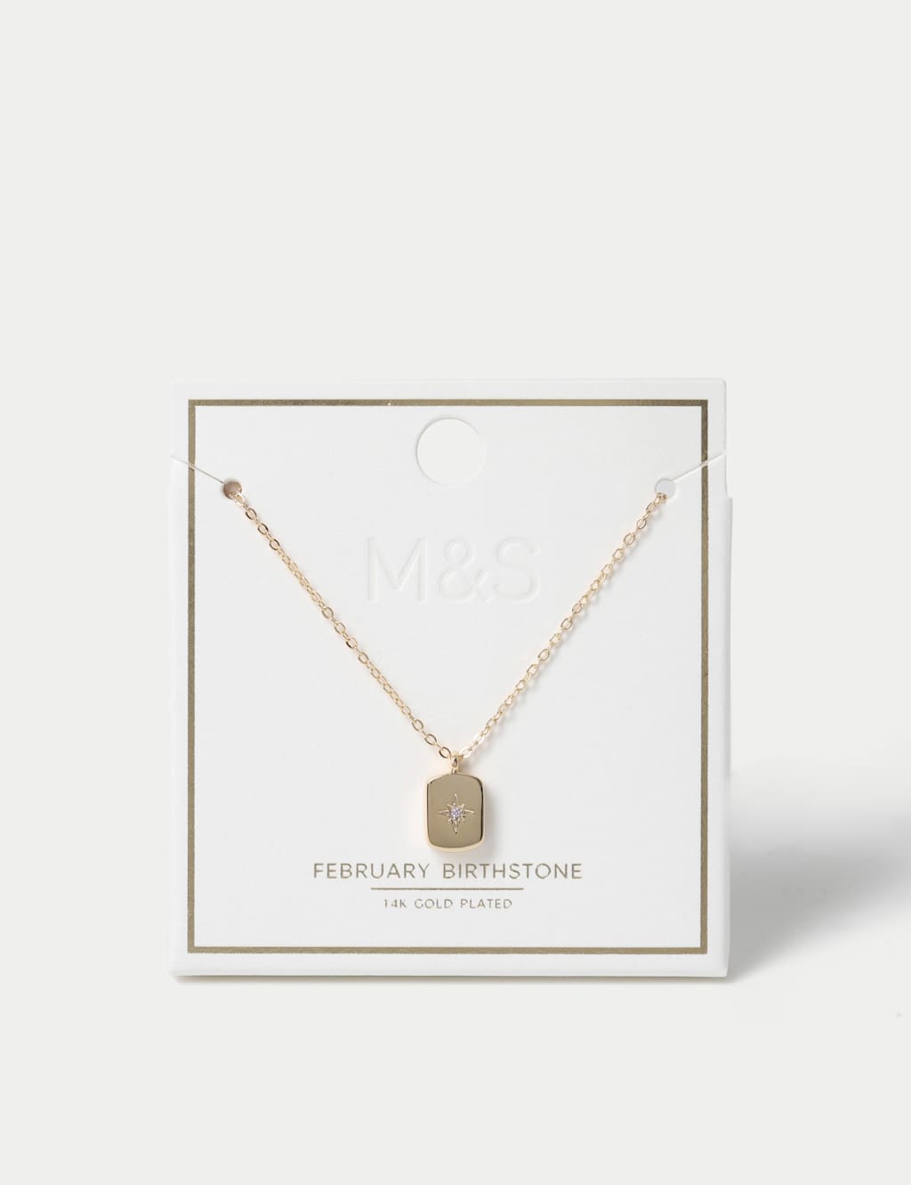 M&S Gold Plated Birthstone Necklace Purple