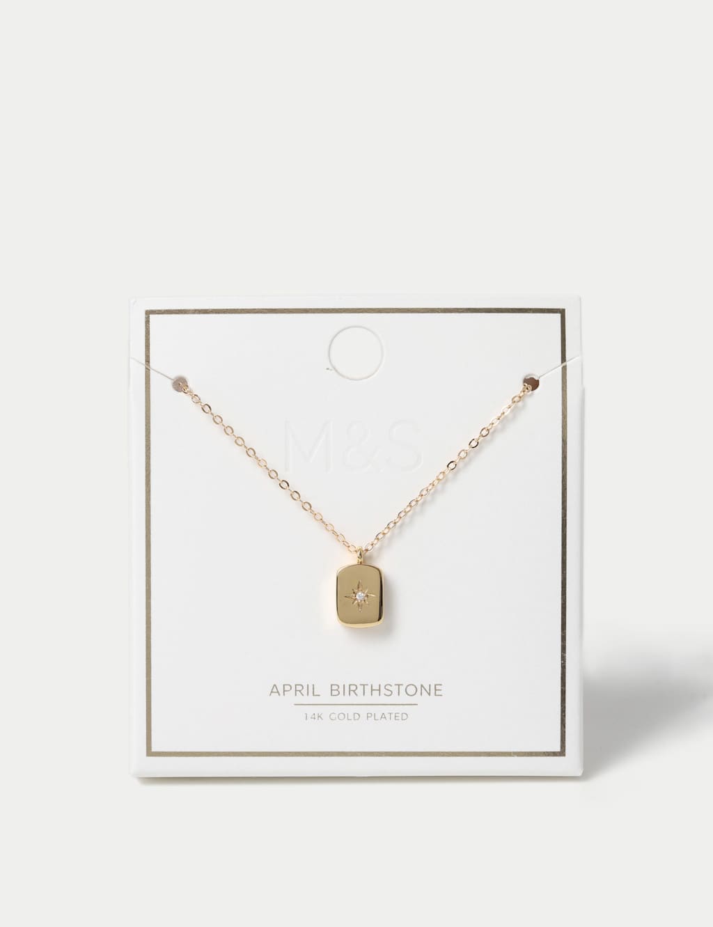 M&S Gold Plated Birthstone Necklace Clear