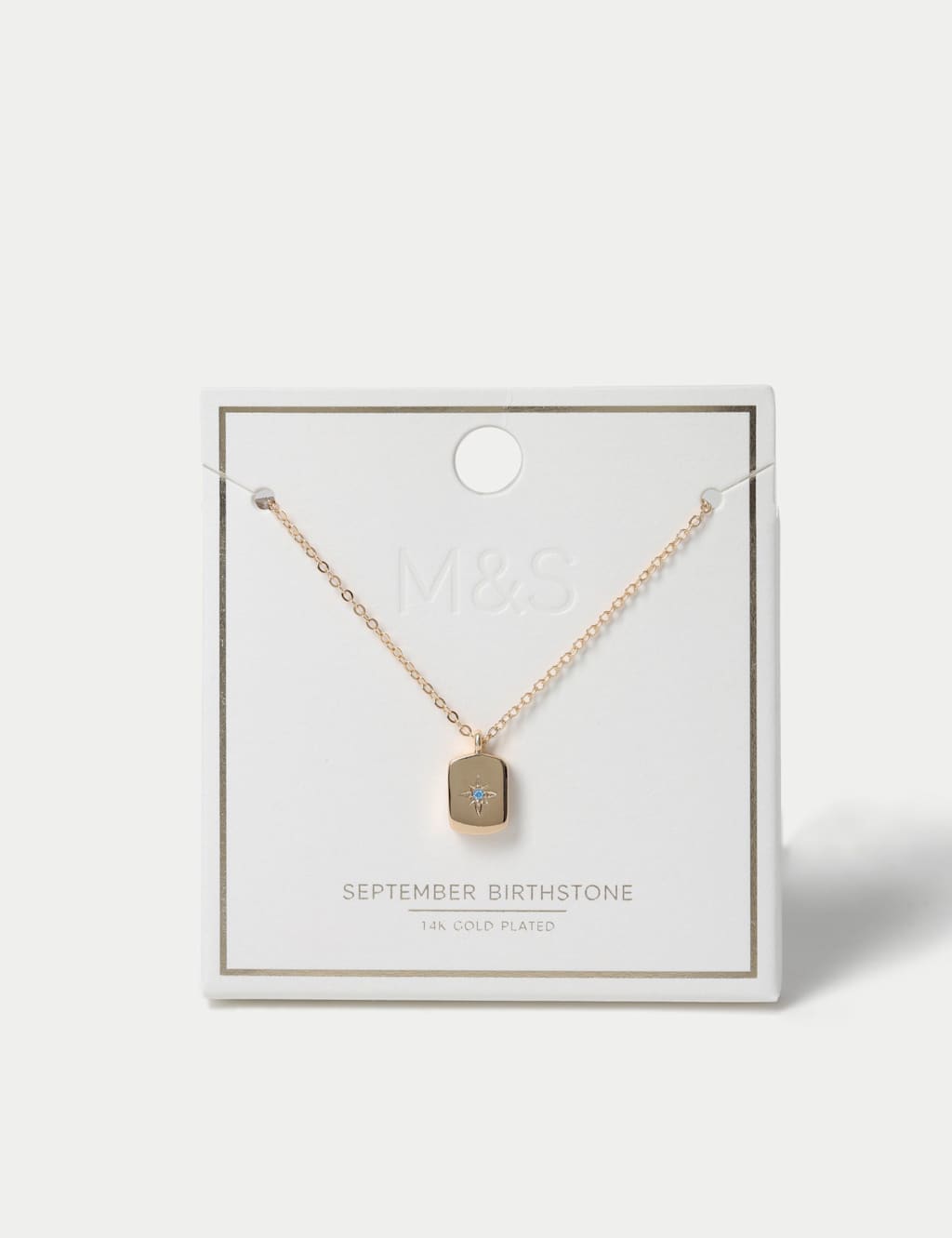 M&S Gold Plated Birthstone Necklace Blue Mix