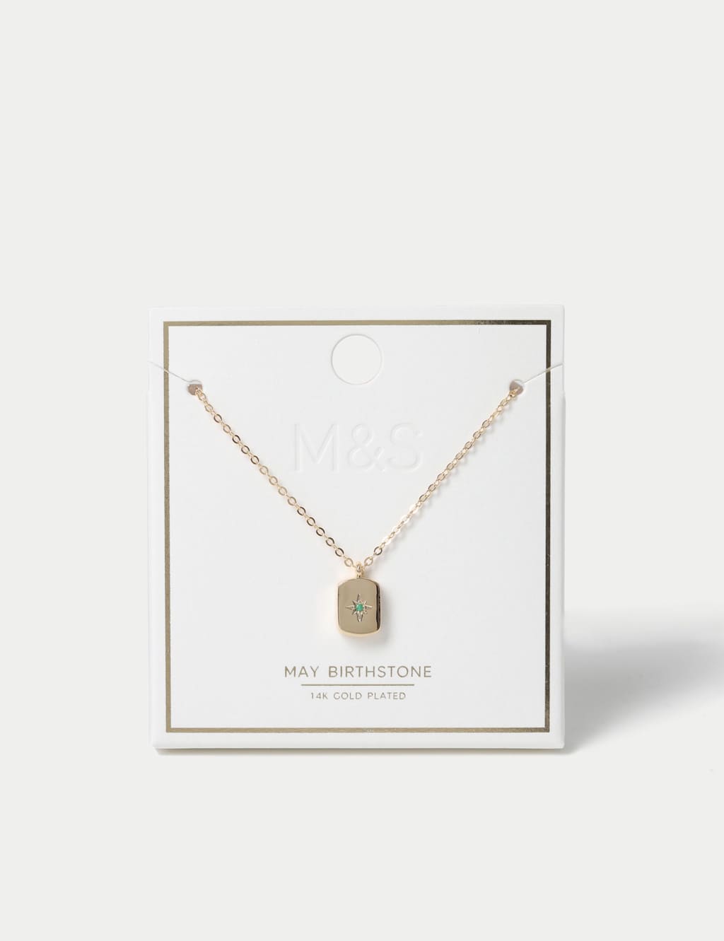 M&S Gold Plated Birthstone Necklace Green