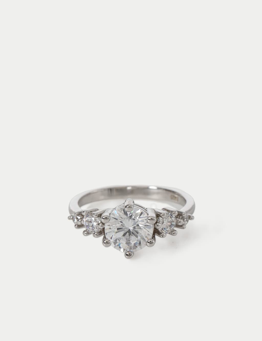 M&S Platinum Cubic Zirconia Cocktail Ring Silver