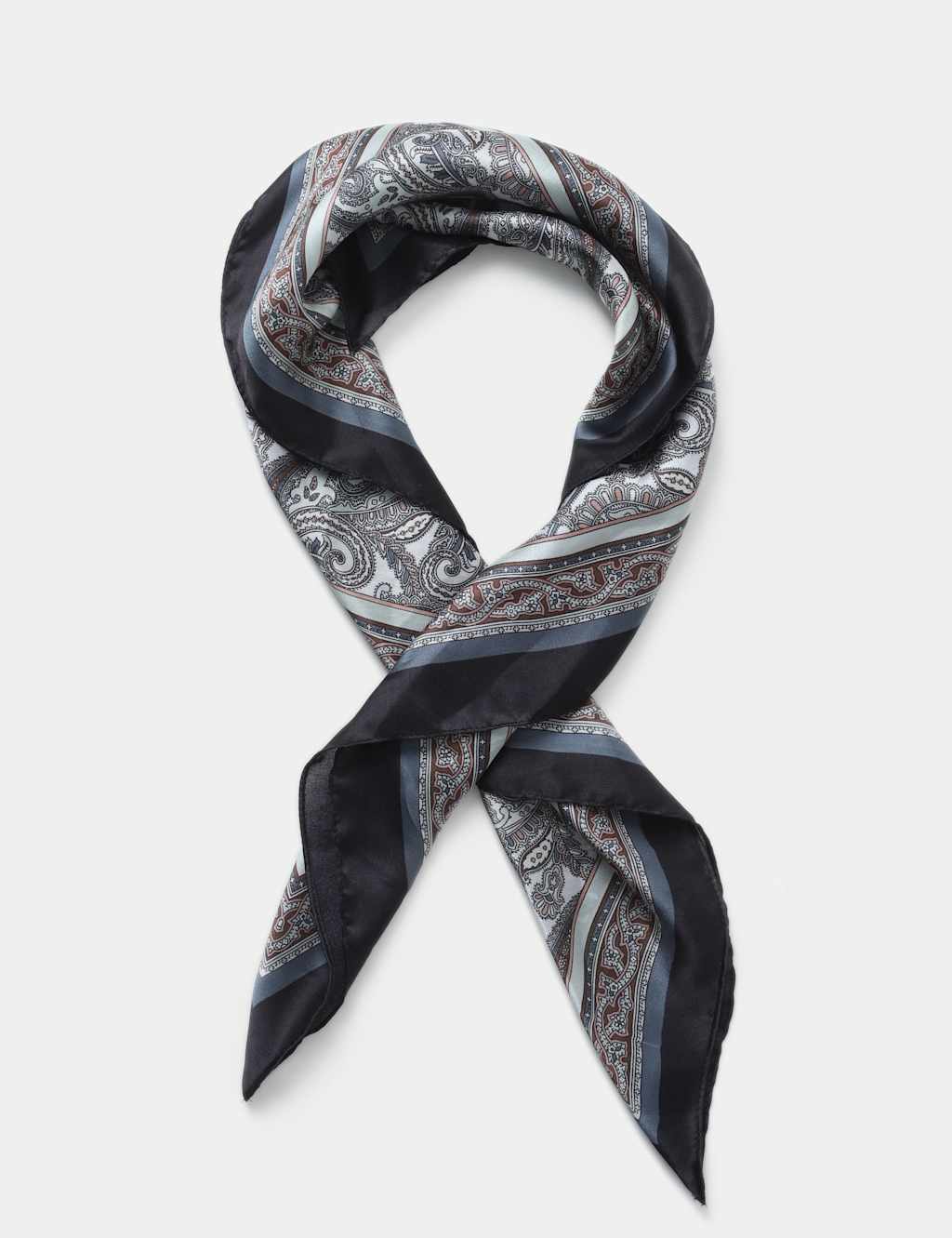 M&S Printed Paisley Blue and White Scarf Multi