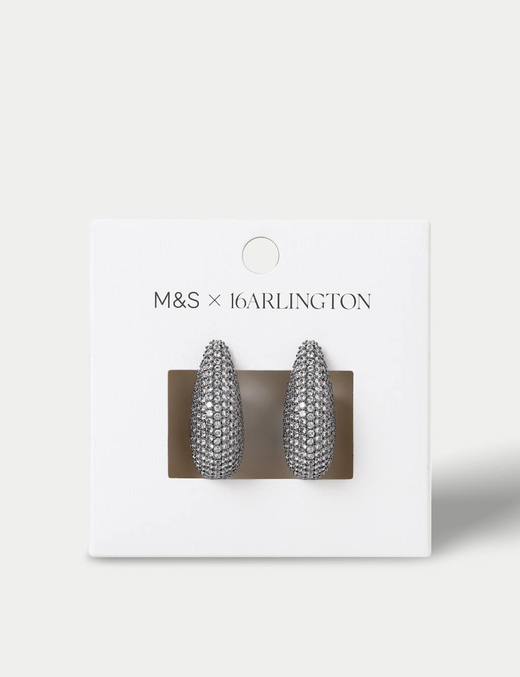 M&S x 16Arlington Embellished Gunmetal Dome Earrings Silver