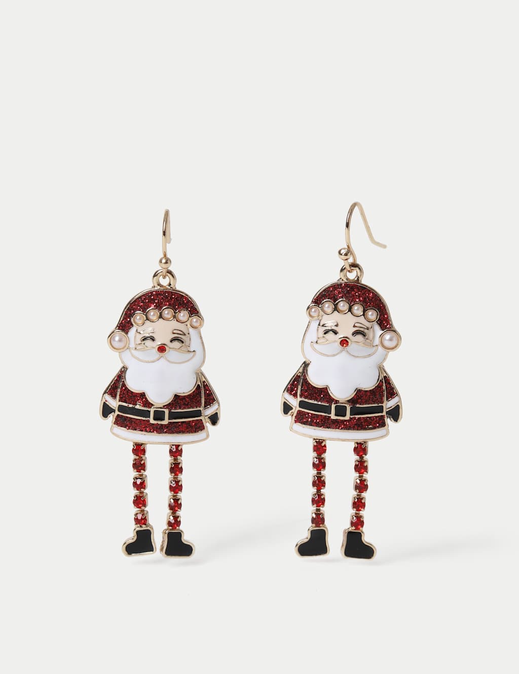M&S Santa Cupchain Christmas Earrings Red Mix